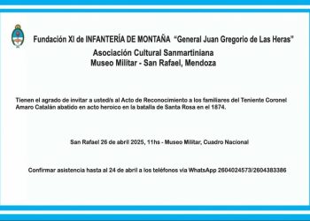 El Museo Militar será sede de un acto homenaje al teniente coronel Amaro Catalán, héroe de la batalla de Santa Rosa de 1874