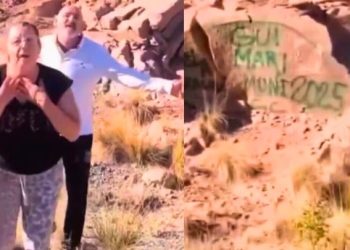 Identificaron a uno de los turistas bonaerenses acusado de pintar una piedra en Potrerillos