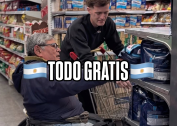 El influencer ruso Parviz llegó a San Rafael y le “llenó el carrito” del supermercado a un vecino