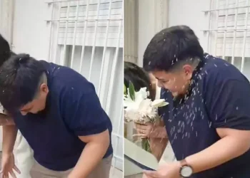 Le tiraron arroz en su casamiento y terminó en la guardia