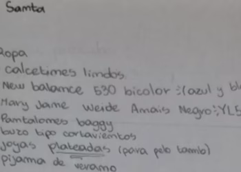 La carta a Papá Noel de una adolescente que armó una lista por secciones se volvió viral