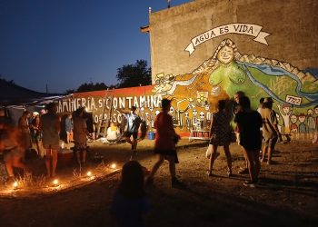 Renovaron el mural de 2015 y realizaron un “artistazo” en defensa del agua en San Rafael