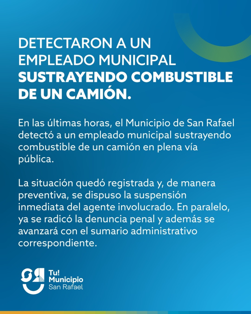 Un MUNICIPAL de SAN RAFAEL fue atrapado ROBANDO GASOIL de un CAMIÓN