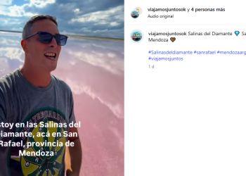 Un reconocido creador de contenidos de viaje visitó San Rafael y se maravilló con las Salinas del Diamante