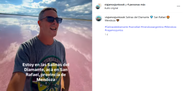 Un reconocido creador de contenidos de viaje visitó San Rafael y se maravilló con las Salinas del Diamante
