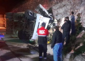 Cuesta de los Terneros: volcó un camión que transportaba caballos