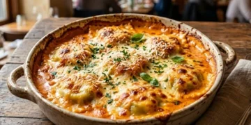 Ravioles gratinados con salsa cremosa de tomate: la receta rápida que parece hecha en restaurante