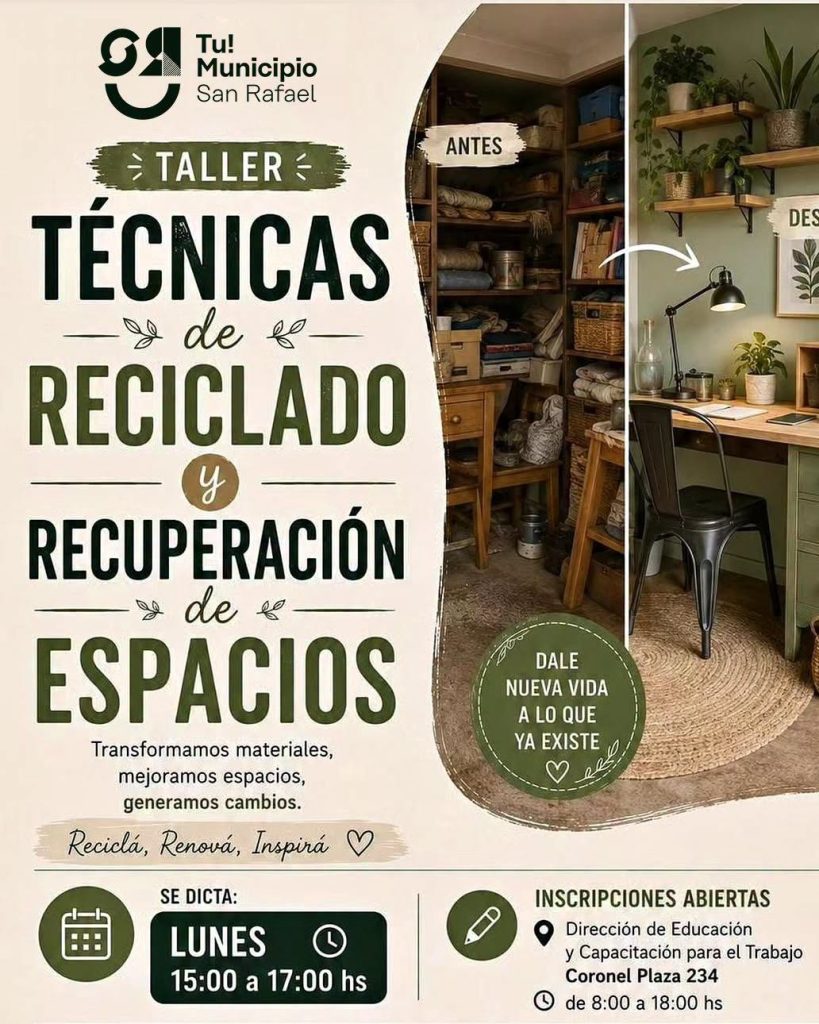 Dictarán un taller gratuito de técnicas de reciclado y recuperación de espacios
