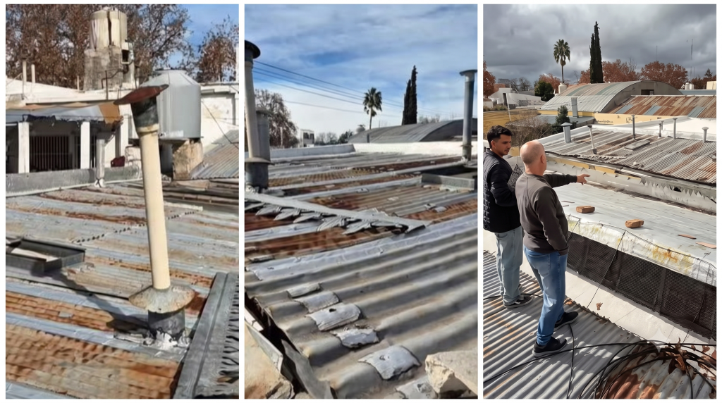 Avanzan velozmente las obras de reparación del techo del instituto IRIS