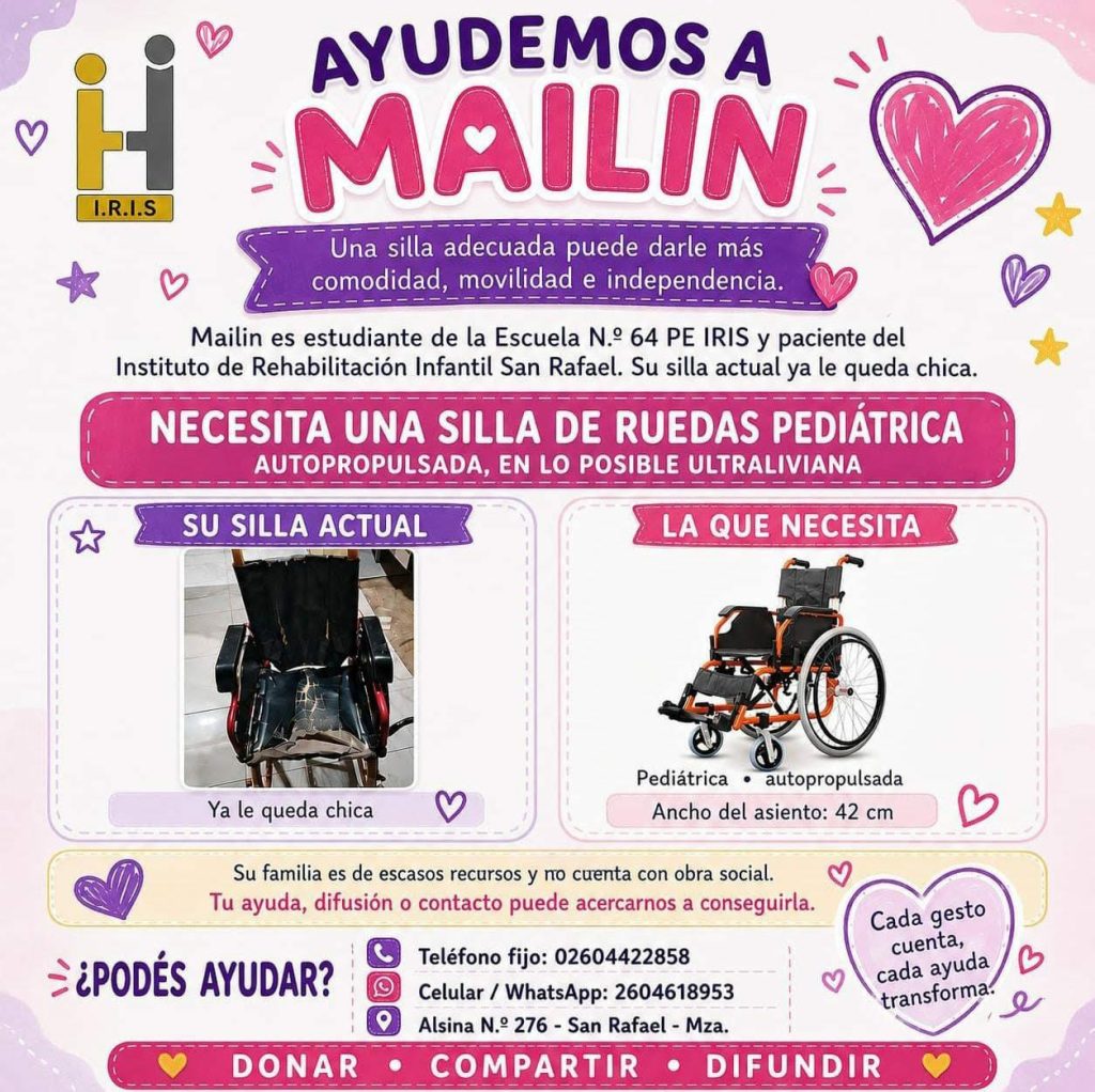 Ayudemos a Mailín: buscan una silla de ruedas para una niña de 11 años