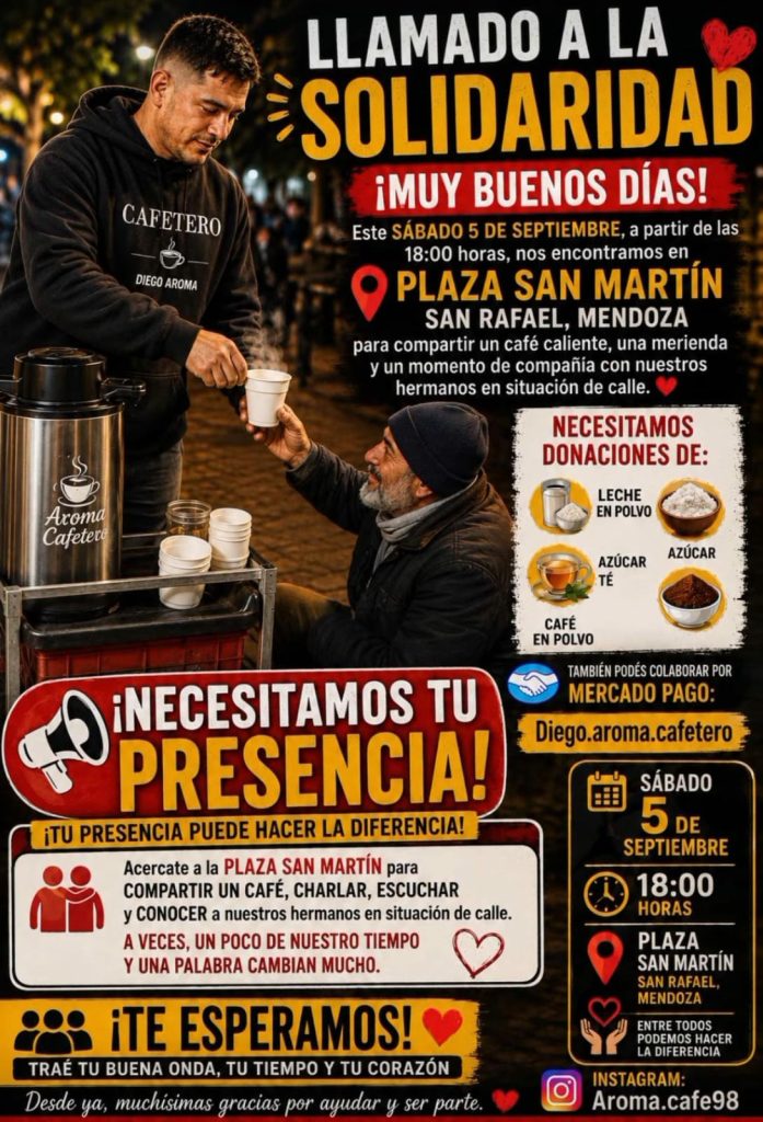 Invitan a compartir un café y colaborar con personas en situación de calle
