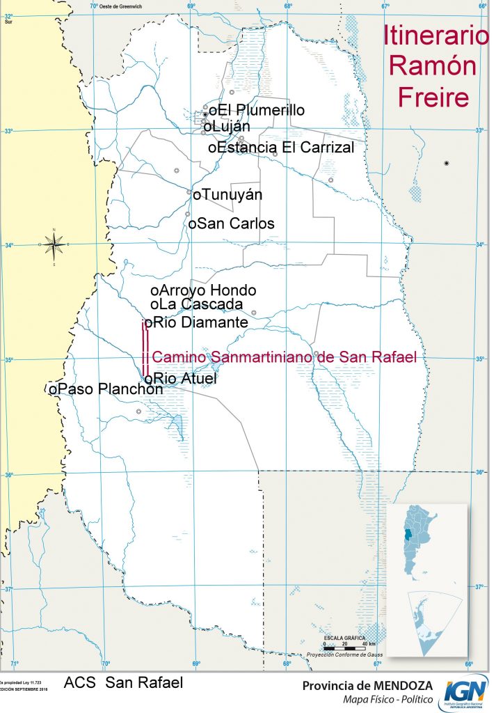 Camino Sanmartiniano: itinerario de la columna del Tte. Cnel. Ramón Freire