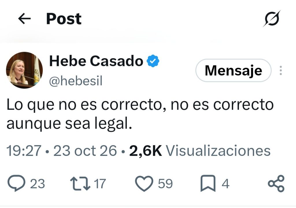 ¿Un mensaje para Jimena Latorre? El sugestivo posteo de Hebe Casado que alimenta las especulaciones políticas