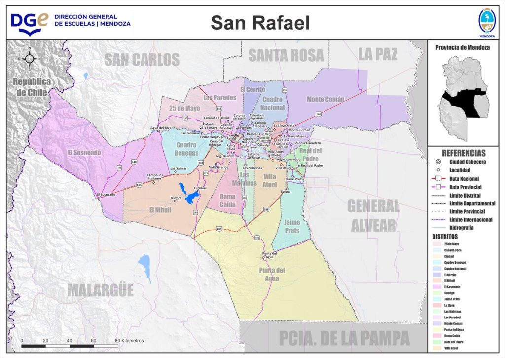 Atentos papis: bajen a su PC e impriman los mapas políticos y físicos con toda la información de los 18 departamentos de Mendoza