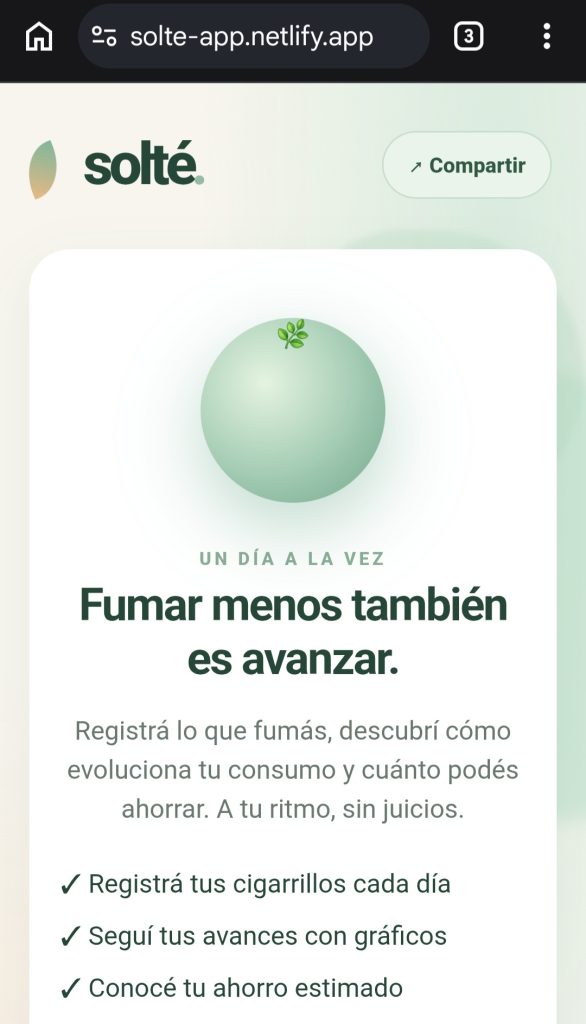 SOLTÉ, una aplicación web para ayudar a dejar de fumar con metas progresivas