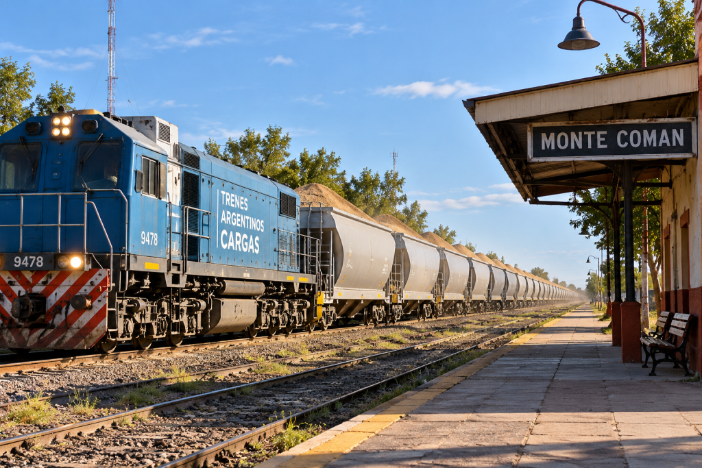 Arena para Vaca Muerta: llega a Mendoza en tren, pero debe pasar por San Rafael en camión por la falta de infraestructura ferroviaria